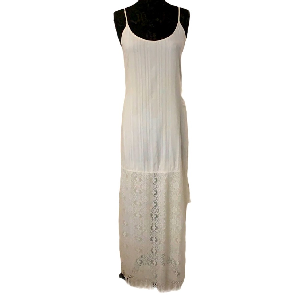 Element White Maxi Slip Dress with Lace Hem